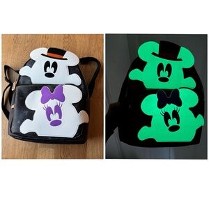 Disney Halloween Ghost Minnie Mickey Backpack Glow in the Dark NWT